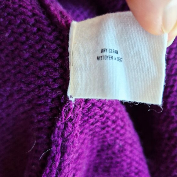 Sparrow Wool Blend Tie-Waist Shawl Neck Cardigan Pocket Purple - Picture 8 of 11